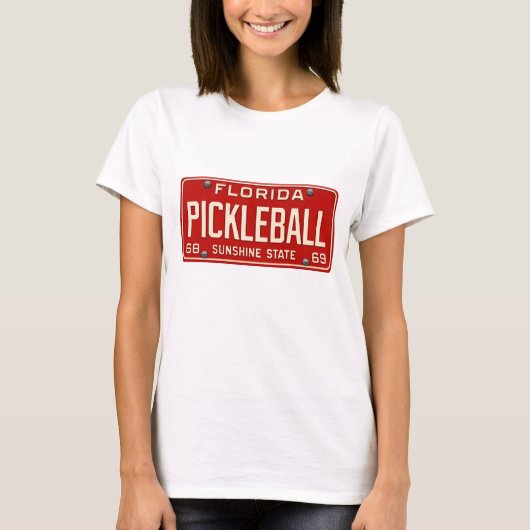 Pickleball Player Fan Retro Florida License Plate T-shirt (Voorkant)
