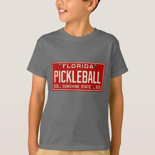 Pickleball Player Fan Retro Florida License Plate T-shirt (Voorkant)