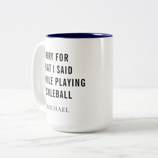 Pickleball Player Gag Personeelssport Tweekleurige Koffiemok (Voorkant links)