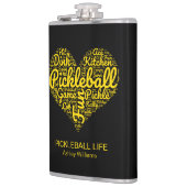 Pickleball Player Gepersonaliseerde Word Art Typog Heupfles (Links)