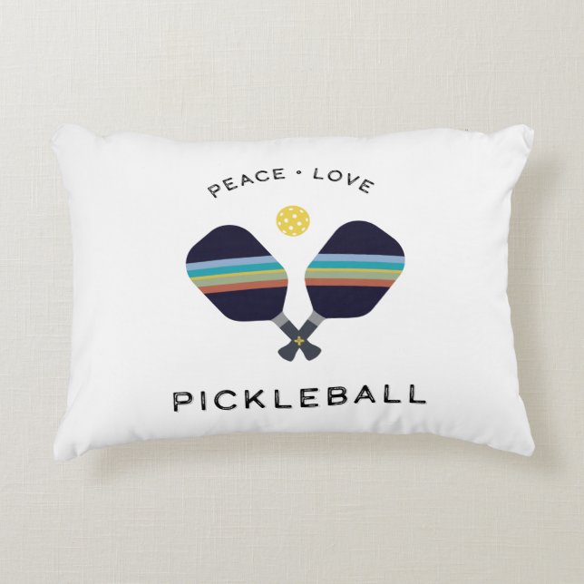 Pickleball Player Gift Peace Love and Pickleball Accent Kussen (Voorkant)