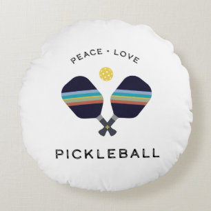 Pickleball Player Gift Peace Love and Pickleball Rond Kussen