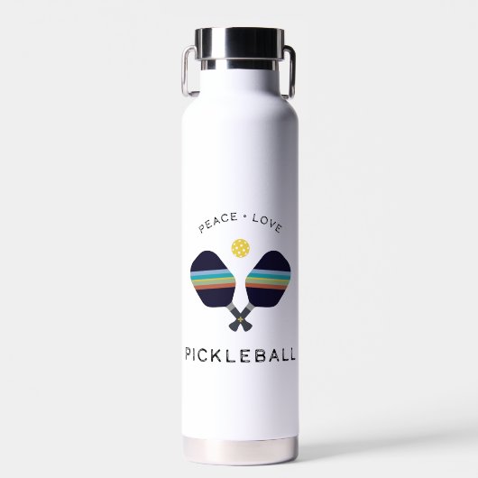 Pickleball Player Gift Peace Love and Pickleball Waterfles (Voorkant)