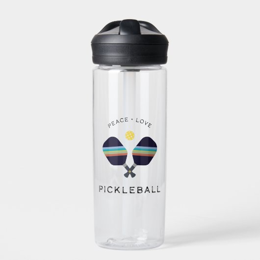 Pickleball Player Gift Peace Love and Pickleball Waterfles (Voorkant)