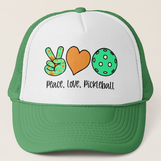 Pickleball Player Gift Peace, Love, Pickleball Trucker Pet (Voorkant)