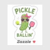 Pickleball Player Gift - "Pickle Ballin'" Sticker (Vel)