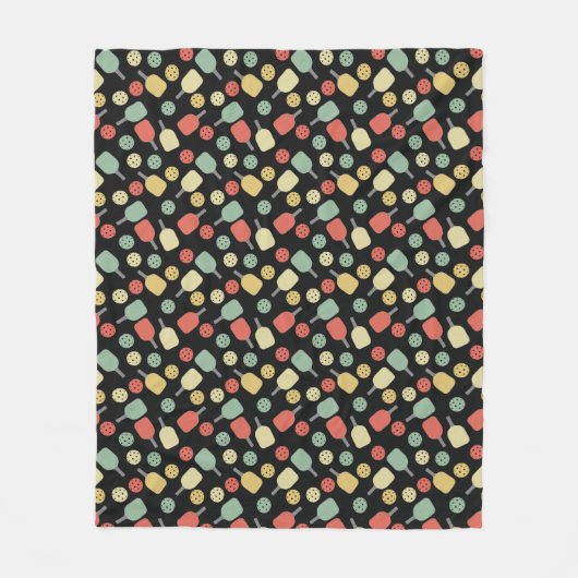 Pickleball Player Paddle en Ball Pattern Fleece Deken (Voorkant)