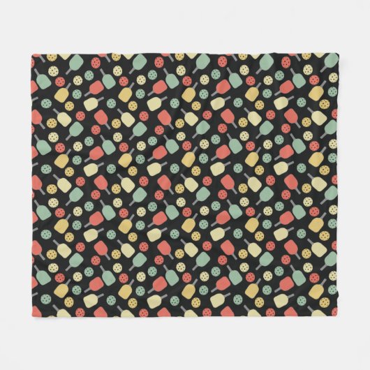 Pickleball Player Paddle en Ball Pattern Fleece Deken (Voorkant (Horizontaal))