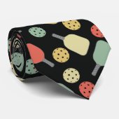 Pickleball Player Paddle en Ball Pattern Stropdas (Opgerold)