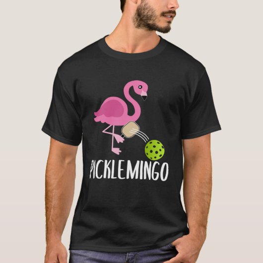 Pickleball Player Paddleball Picklemingo Pink Fla T-shirt (Voorkant)