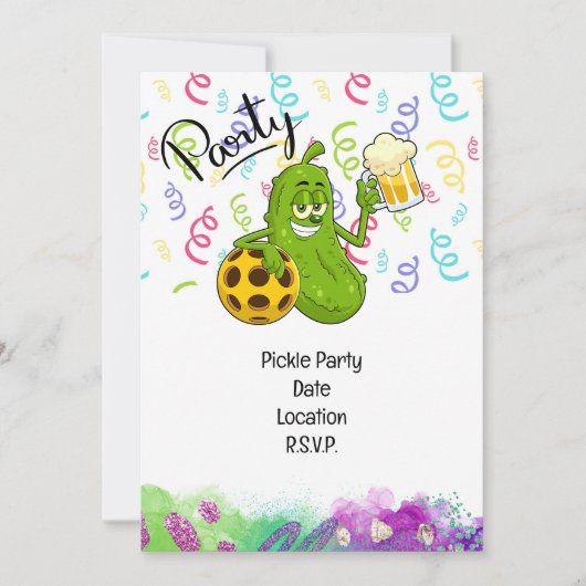 Pickleball Player Party bewaar de datum Kaart (Voorkant)