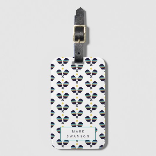 Pickleball Player Persoonlijke naam Bagagelabel (Voorkant (verticaal))