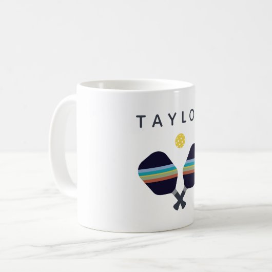 Pickleball Player Persoonlijke naam Koffiemok (Voorkant links)