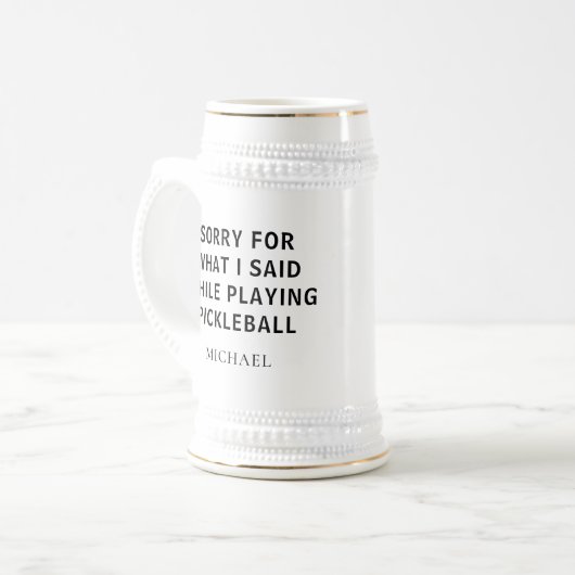 Pickleball Player persoonlijke pap Birthday Gag Bierpul (Voorkant links)