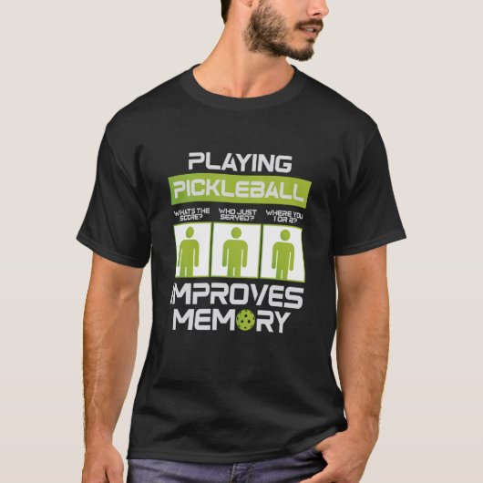 Pickleball Player Playing Pickleball Improves Memo T-shirt (Voorkant)