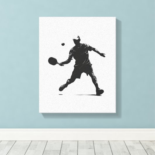 Pickleball Player Silhouette Sport Design Canvas Afdruk (Insitu (Houten vloer))