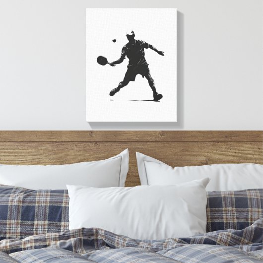Pickleball Player Silhouette Sport Design Canvas Afdruk (Insitu (Slaapkamer))