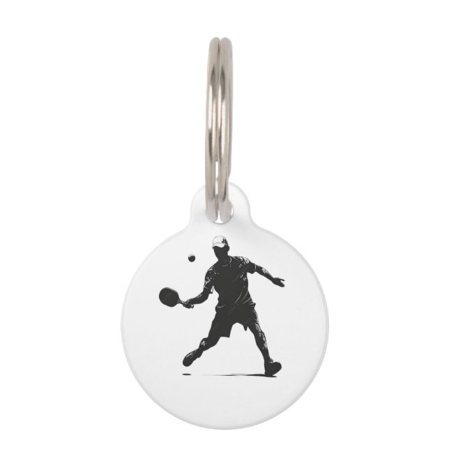 Pickleball Player Silhouette Sport Design Huisdierpenning (Voorkant)