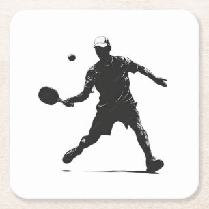 Pickleball Player Silhouette Sport Design Kartonnen Onderzetters