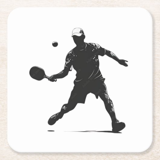 Pickleball Player Silhouette Sport Design Kartonnen Onderzetters (Voorkant)