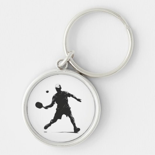 Pickleball Player Silhouette Sport Design Sleutelhanger (Voorkant)