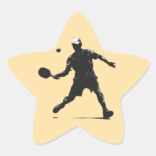 Pickleball Player Silhouette Sport Design Ster Sticker (Voorkant)