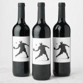 Pickleball Player Silhouette Sport Design Wijn Etiket (Flessen)