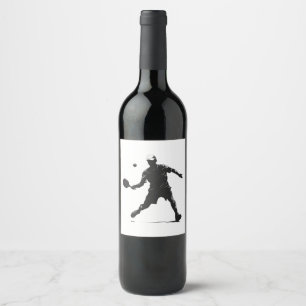 Pickleball Player Silhouette Sport Design Wijn Etiket