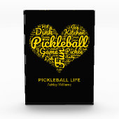 Pickleball Player Word Art Typografie gepersonalis Fotoblokken (Voorkant)