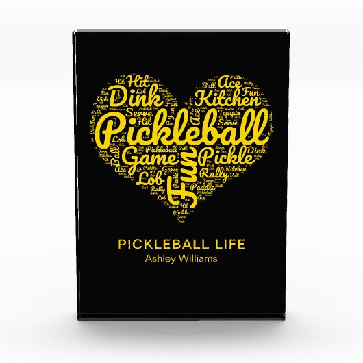 Pickleball Player Word Art Typografie gepersonalis Fotoblokken (Voorkant)