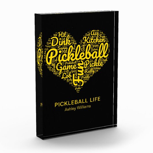 Pickleball Player Word Art Typografie gepersonalis Fotoblokken (Links)