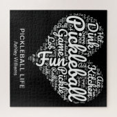 Pickleball Player Word Art Typografie gepersonalis Legpuzzel (Horizontaal)