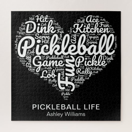 Pickleball Player Word Art Typografie gepersonalis Legpuzzel (Verticaal)