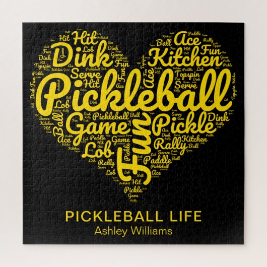 Pickleball Player Word Art Typografie gepersonalis Legpuzzel (Verticaal)