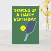 Pickleball Players Custom Message Birthday Kaart (Gele Bloem)