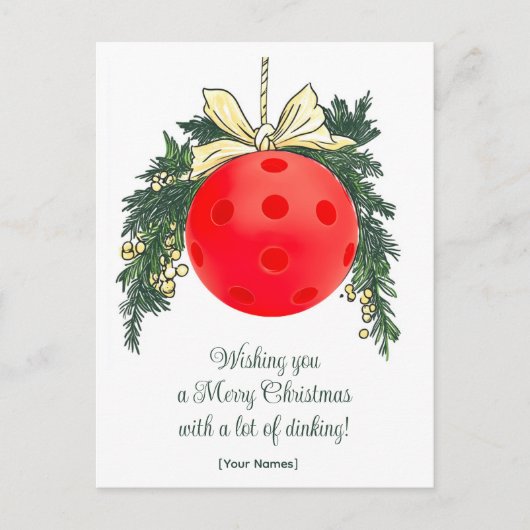 Pickleball🎄 Prettig kerstfeest, eigen tekst Briefkaart (Voorkant)