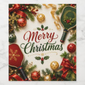 Pickleball Prettig Kerstfeest Wijn Etiket (Enkel label)