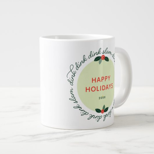 Pickleball Prettige feestdagen Aangepast jaar Wrea Grote Koffiekop (Voorkant rechts)