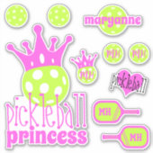 Pickleball Princess Bright roze vinylsticker set Sticker (Voorkant)