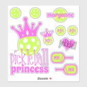 Pickleball Princess Bright roze vinylsticker set Sticker (Vel)