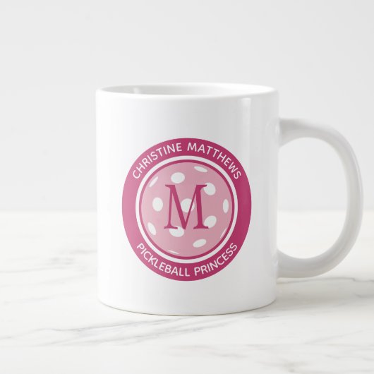 Pickleball Princess Custom Quote Name Initiaal Roz Grote Koffiekop (Rechts)