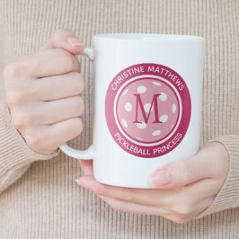 Pickleball Princess Custom Quote Name Initiaal Roz Grote Koffiekop