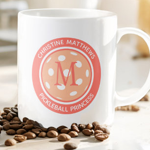 Pickleball Princess Funny Quote Naam Initiaal Peac Grote Koffiekop