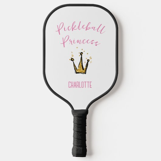 Pickleball Princess Gold Glitter Custom Name Pink Pickleball Paddle (Achterkant)