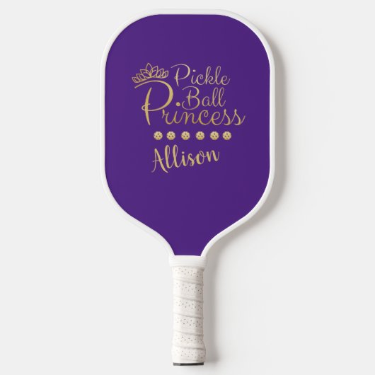 Pickleball Princess Purple Gold Custom Naam Elegan Paddle (Voorkant)