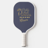 Pickleball Prinses Grijs Goud Custom Naam Elegant Paddle (Achterkant)