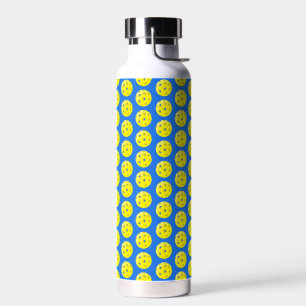 Pickleball Print Geel en Blauw Waterfles