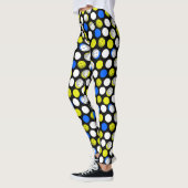 Pickleball Print - groene witte blauwe polka stipp Leggings (Links)