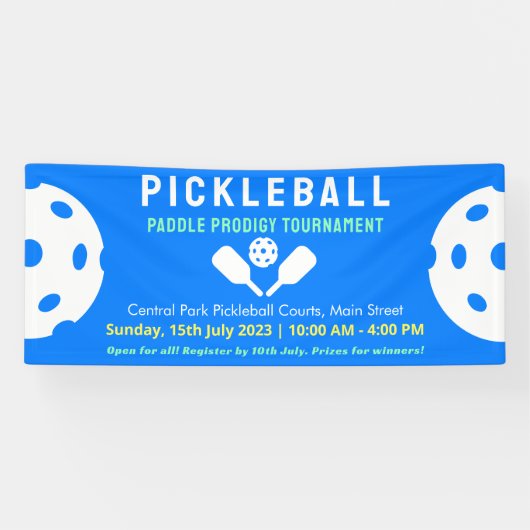 Pickleball Pro Blue Court Klassiek toernooi Spandoek (Horizontaal)