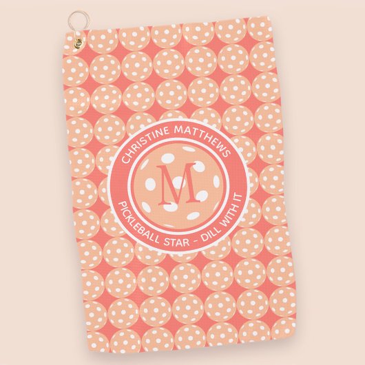 Pickleball Pro Sport Peach Grappige Quote & Naam Golfhanddoek